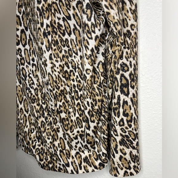 TanJay Leopard Print Sequin Zip-Up Blouse Top 2X - Picture 7 of 9